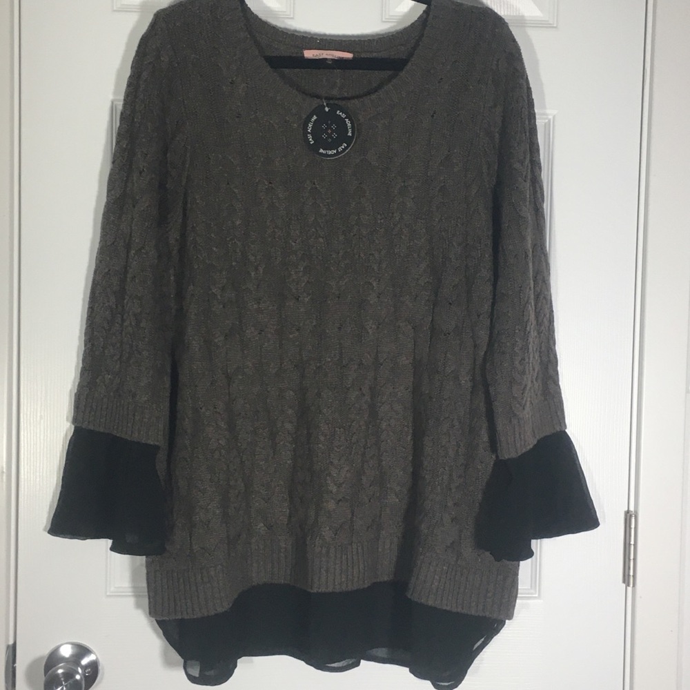 NWT East Adeline Cable Knit 3/4 Sleeve Sweater
